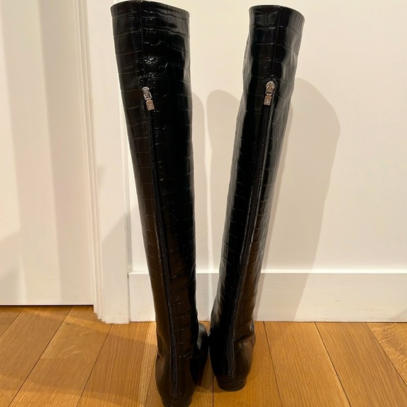 TOTEME - Black Leather Over The Knee Boots - Croc Effect - Size 36 - Picture 3 of 3